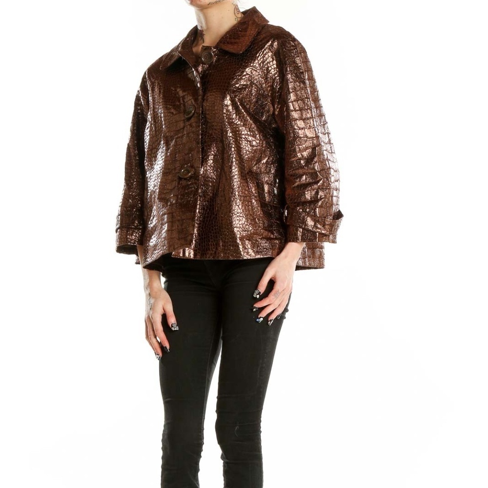 Birch Hill Bronze Metallic Crocodile-Textured Jacket - Picture 2 of 4